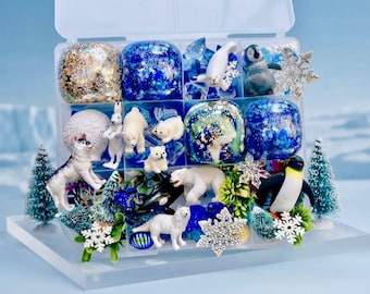 Kit sensorial de plastilina Ártico Encantado, animales de invierno, copos de nieve, plastilina con purpurina