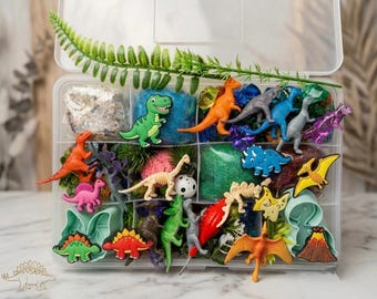 Dinosaur Sensory Play Dough Kit Full Size | Dino Habitat Box for Boys Girl Boys Birthday Gift,Sensory stress relief, playdoh Playdough Set