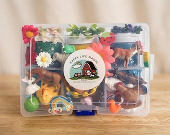 Mid Farm Play dough kit, Animals sensory bin, activity craft, spring slime, birthday gift