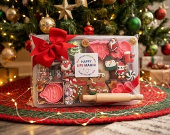 Kit de plastilina navideña para hornear y amasar, kit de plastilina navideña, kit de plastilina, kit sensorial de invierno, regalo de Navidad para niñas y niños.