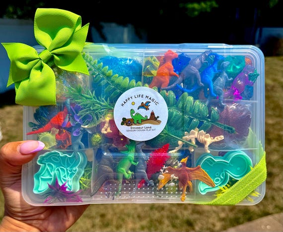 Dinosaur Play Dough Kit, Play Dough kit, Playdough kit,Dinosaur present, play doh kit, Boys birthday gift, Sensory Kit, boys toddler gift