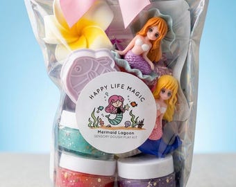 Mermaid Play Pouch,Play Dough Kit,Girls Present,Mermaid Party Favors, Playdough Sensory kit,Playdough Kit,under the sea set,Goodie bags