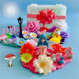 Mid- Sized Fairy Garden Play Dough Kit, girls gift, playdoh kit,Sensory Kit,toddler present,birthday gift for kids,babies gift,party favors
