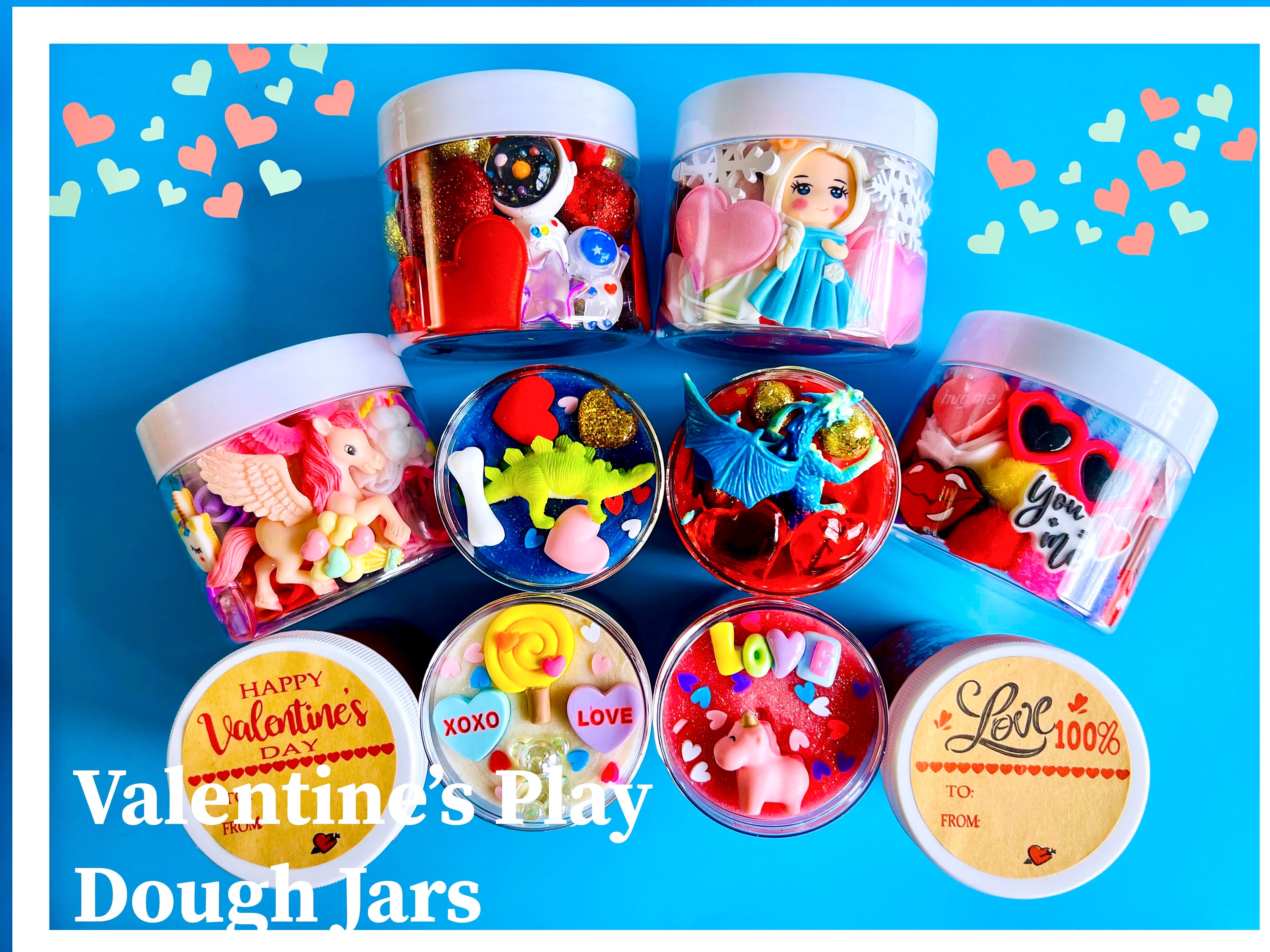 Pots de pâte à jouer Valentines, kit de pâte à jouer, kit sensoriel  Valentines, kit de pâte à jouer Valentine, kit sensoriel, kit playdoh,  cadeaux de fête pour les enfants 