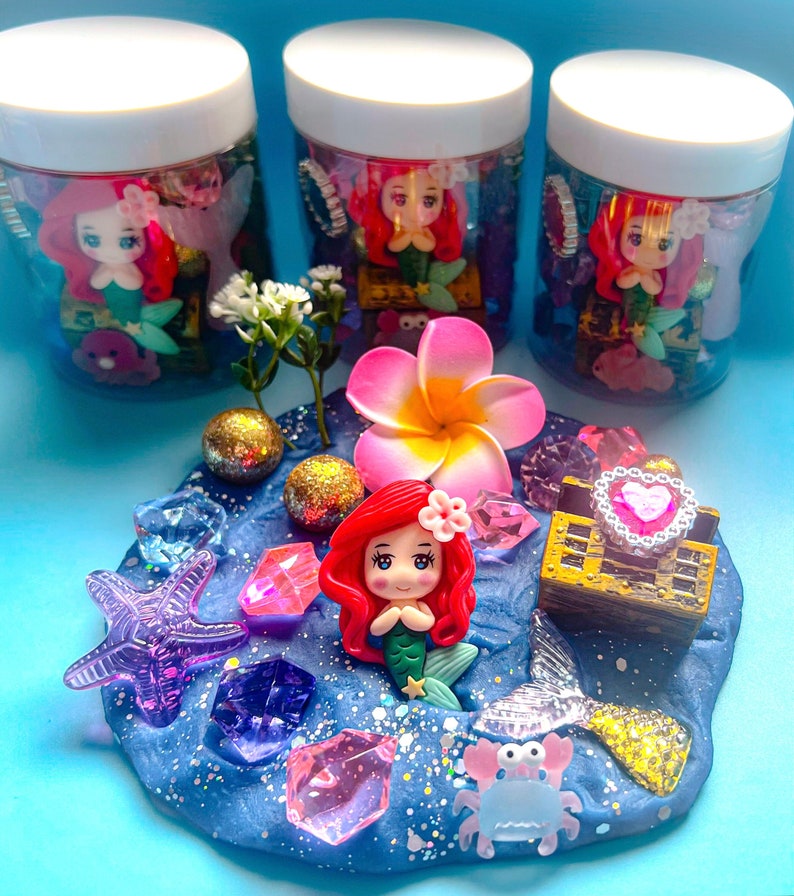 Mermaid 8 oz. Play Dough Jar, Play Dough kit, Party Favors for Kids, Goodie Bags, Girls Gift, toddler present, Babies gift,Magic sensory kit image 1