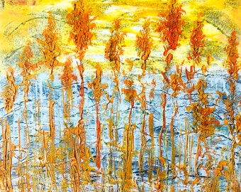 Reed Abstract 40x40 - Original Painting - Painting on Canvas, Living Room Decor, Wall Art, Gift Ideas