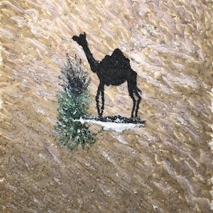 Camel Shadow in Desert 30x40 - Art original, Peinture de sable sur toile, Décor de salon, Art mural, Idées cadeaux