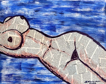 Floating Woman 40x50 - Original Painting - Painting on Canvas, Living Room Decor, Wall Art, Gift Ideas