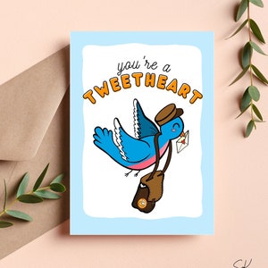 Eres un Tweetheart, tarjeta de juego de palabras de pájaro IMPRIMIBLE, descarga instantánea, linda, tarjeta pensando en ti