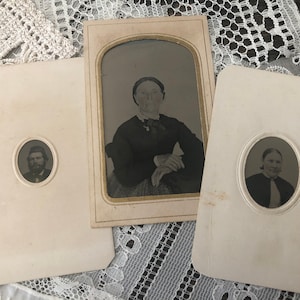 Set of Three Antique Tintypes, Jewel Tintypes, Identified Photos, Victorian Photos, Antique Photos, Tintype Lot, Oddities, Dark Home Decor