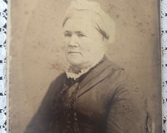 Large Antique Cabinet Card of an Elderly Victorian Woman, Victorian Cabinet Cards, Antique Photographs, Victorian Photo, Dark Home Decor