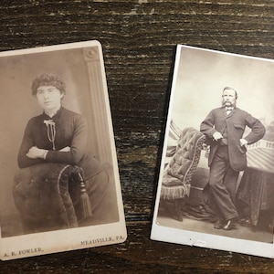 CDV duo of a Victorian Lady and a Victorian Man, Cabinet Cards, Old Photos, Antique Photographs, Found Photos, Junk Journaling, Antique CDV