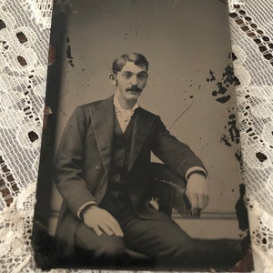 Tintype of a Handsome Victorian Man With Large Hands, Antique Tintypes, Victorian Tintypes, Antique Photos, Dark Decor, Oddities, Old Photos