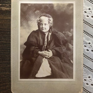 Antique Cabinet Card of a Victorian Child in Unusual Clothing, Victorian Photos, Antique Photos, Large Cabinet Cards, Antique Victorian