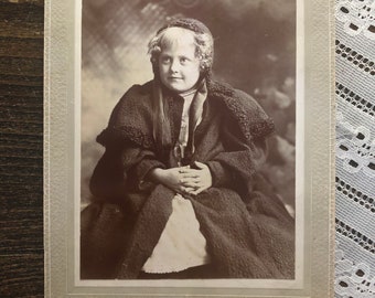 Antique Cabinet Card of a Victorian Child in Unusual Clothing, Victorian Photos, Antique Photos, Large Cabinet Cards, Antique Victorian