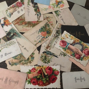 Conjunto de três cartões de visita antigos, itens efêmeros vitorianos, itens efêmeros antigos, artigos de papelaria vitorianos, diário de lixo, artesanato em papel