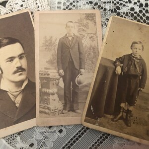 CDV trio of Antique Victorian Portraits, Message on Reverse of Photo, Carte de Visite, Old Photos, Cabinet Cards, CDV Photo Lot, Antique Lot