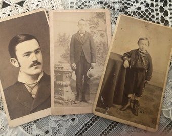 CDV trio of Antique Victorian Portraits, Message on Reverse of Photo, Carte de Visite, Old Photos, Cabinet Cards, CDV Photo Lot, Antique Lot