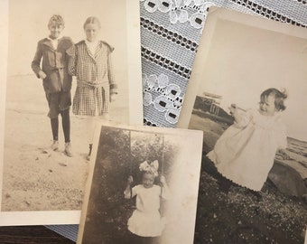 Three Antique Photographs of Children, Antique Photos, Vintage Photos, Junk Journaling, Found Photos, Snapshot Bundle, Photo Lot, Old Pics