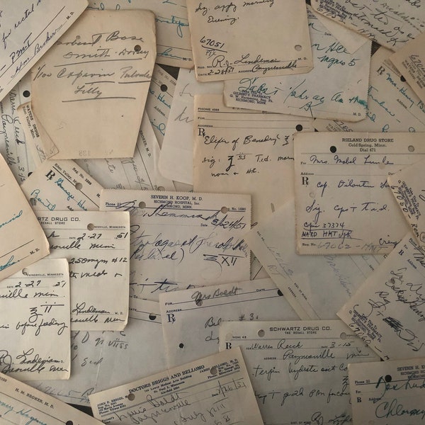 Three Antique Prescription Slips From the Late 1800s- Mid 1900s, Antique Medical, Antique Prescriptions, Medical Oddities, Spooky Decor
