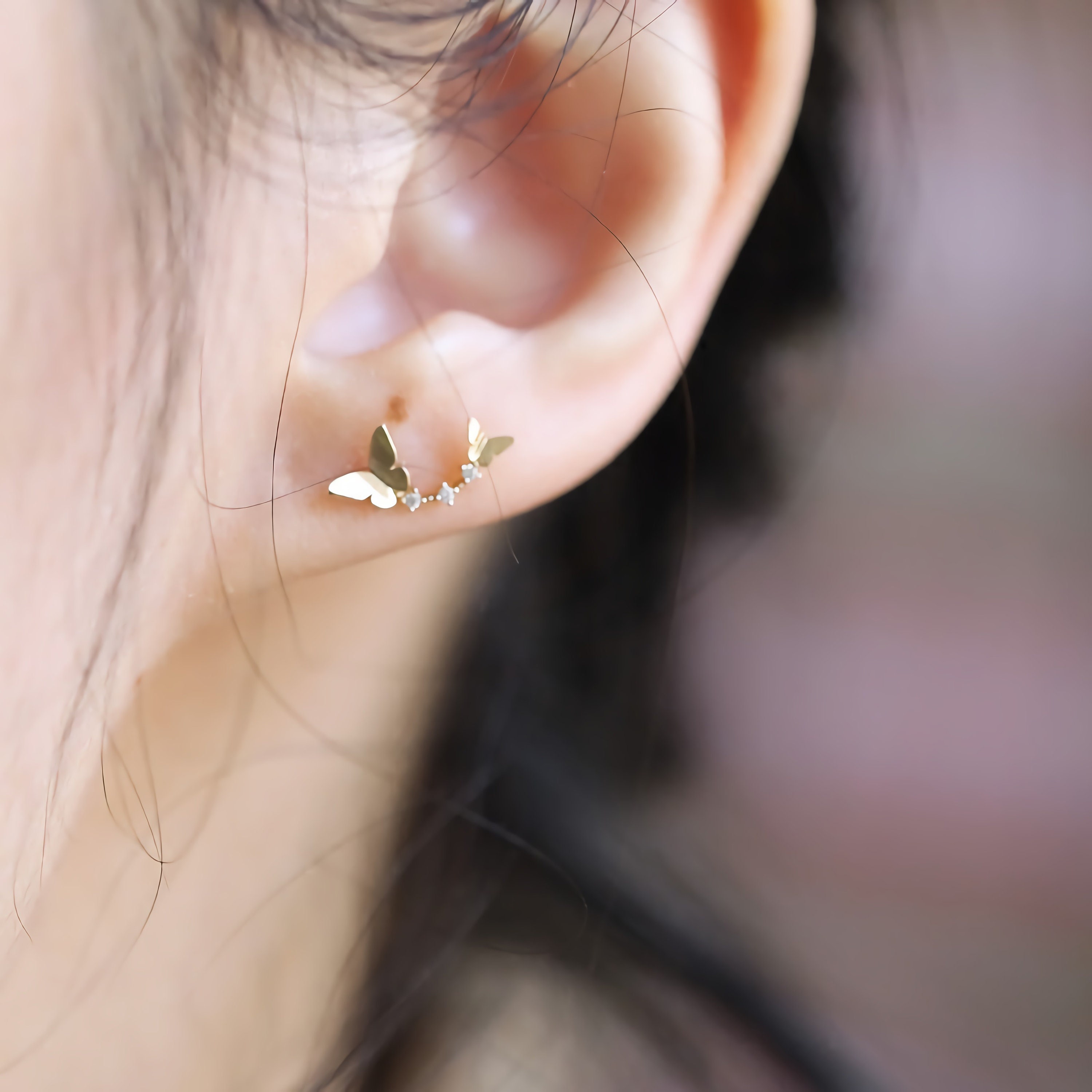 18k gold butterfly earrings