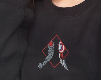 Embroidered Falcon and Winter Soldier Sweatshirt | Marvel Sweatshirt | Marvel Embroidered | Marvel Crewneck | Sam and Bucky