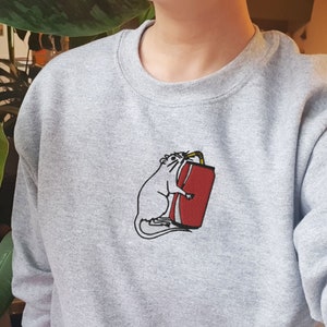 Embroidered Killing Eve Sweatshirt | Eve and Villanelle | Villaneve | Carolyn | Rat drinking coke