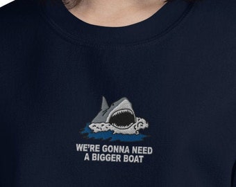 Embroidered Jaws Sweatshirt | Jaws movie | Captain Quint | Jaws gift | Jaws Steven Spielberg | Embroidered Shark