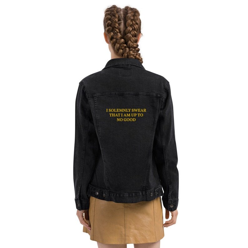 Embroidered Harry Potter denim jacket Harry Potter jacket Harry Potter gift Potterhead Marauder/'s Map I solemnly swear
