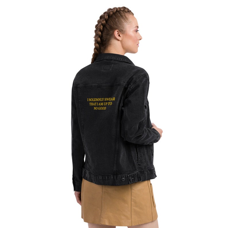 Embroidered Harry Potter denim jacket Harry Potter jacket Harry Potter gift Potterhead Marauder/'s Map I solemnly swear