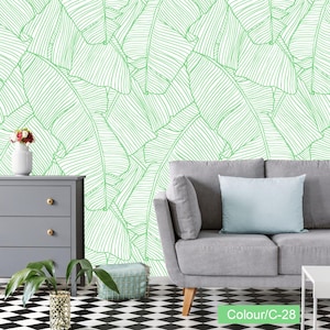 Banana Leaf  Removable Wallpaper-Kids room wallpaper, Self Adhesive Peel & Stick Green Palm tree leaves Mural  Nursery Decor Custom SIZE