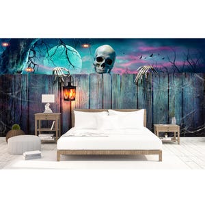 Halloween Ghost,Spooky Haunted Forest  Wallpaper: Custom Size Peel&Stick removable-Mural for bed room，home living,Rental Friendly