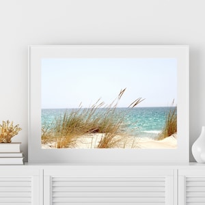 Ocean Art Print, Beach Wall Art, Modern Beach Print, Serene Coastal Print, Seascape Art, White Sand Dunes Print, Digital Printable Wall Art