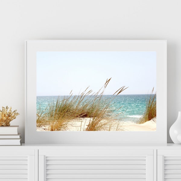 Ocean Art Print, Beach Wall Art, Modern Beach Print, Serene Coastal Print, Seascape Art, White Sand Dunes Print, Digital Printable Wall Art