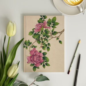 Pink Roses Journal 6x8 Pink Roses Notebook Rose Vintage Print Art Rose Garden Journal for Women Pretty Pink Roses Diary 150 Lined Pages