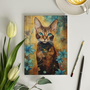 Carnet cartonné chat tigré 6 x 8 carnet de notes chat tigré Beau carnet de notes chat et fleurs cadeau pour elle carnet de notes chat tigré pour femme 150 pages