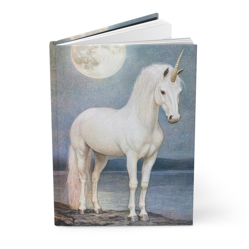 Unicorn Hardcover Journal 6x8 White Unicorn Journal White Unicorn Notebook Full Moon Magical Art Unicorn Fantasy Journal for Women 150 Pages image 4