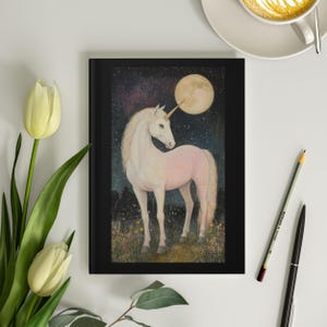 Unicorn Journal 6x8 Modern Art Unicorn Journal Unicorn Notebook White Unicorn Full Moon Journal Fantasy Journal for Women 150 Blank Pages