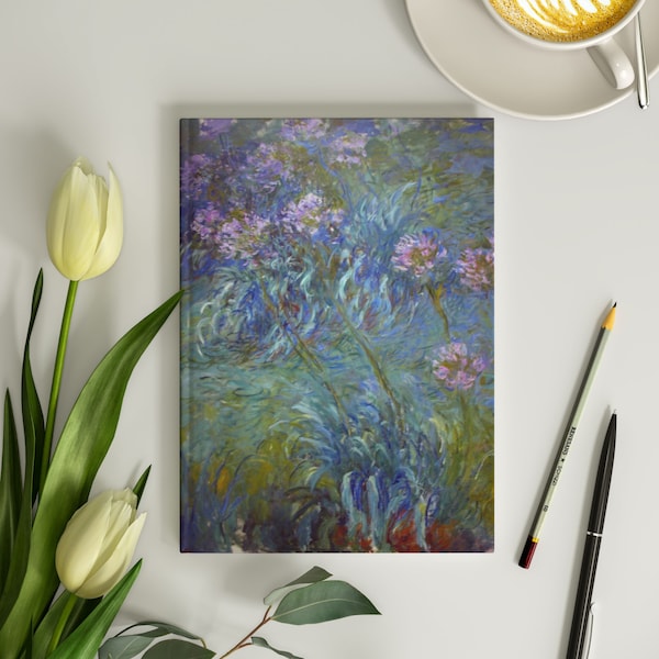 Monet Agapanthus Journal 6x8 Vintage Print Art Floral Painting Claude Monet Journal for Women Claude Monet Notebook Journal Lined 150 Pages