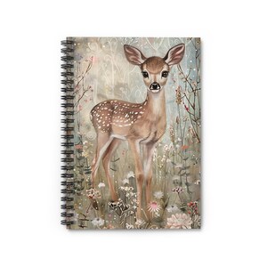 Cuaderno espiral con diseño de ciervo bebé, 6 x 8, bonito cuaderno con diseño de ciervo bebé para niños, arte de Bambi Fawn para niños, bonito regalo para niños, regalo para niñas, 118 páginas rayadas