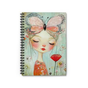 Butterfly Girl Notebook 6x8 Girls Spiral Notebook Cute Gift for Girls Whimsical Notebook Fantasy Notebook for Girls Diary 118 Lined Pages