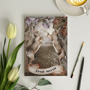 Konijnendagboek 6 x 8 bosgeheimen tarotkaart Art Journal konijn Oracle-kaart duelleren konijnen notitieboek schattig konijn notitieboek 150 gelinieerde pagina's