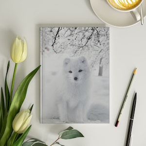 Cute White Fox Journal 6x8 Arctic Fox Notebook Cute Baby Fox Journal Writing Journal for Women Cute Fox Notebook for Girls 150 Lined Pages