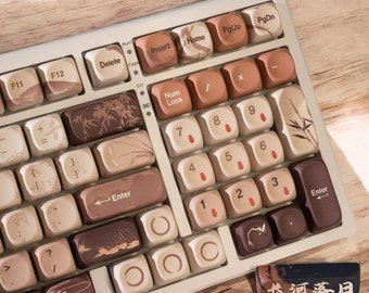 Sunset River Keycap set - MOA Profile Keycap Set - Long River, Chinese River, Sunset Themed Keycaps - English Font - Includes Novelity caps