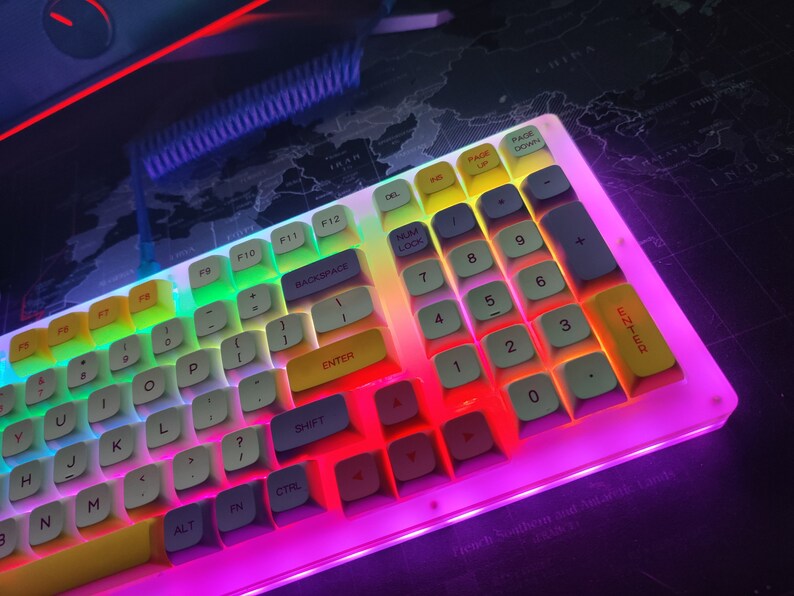 98 Key Acrylic Hot Swappable RGB Keyboard Ice Cream Keycaps Etsy