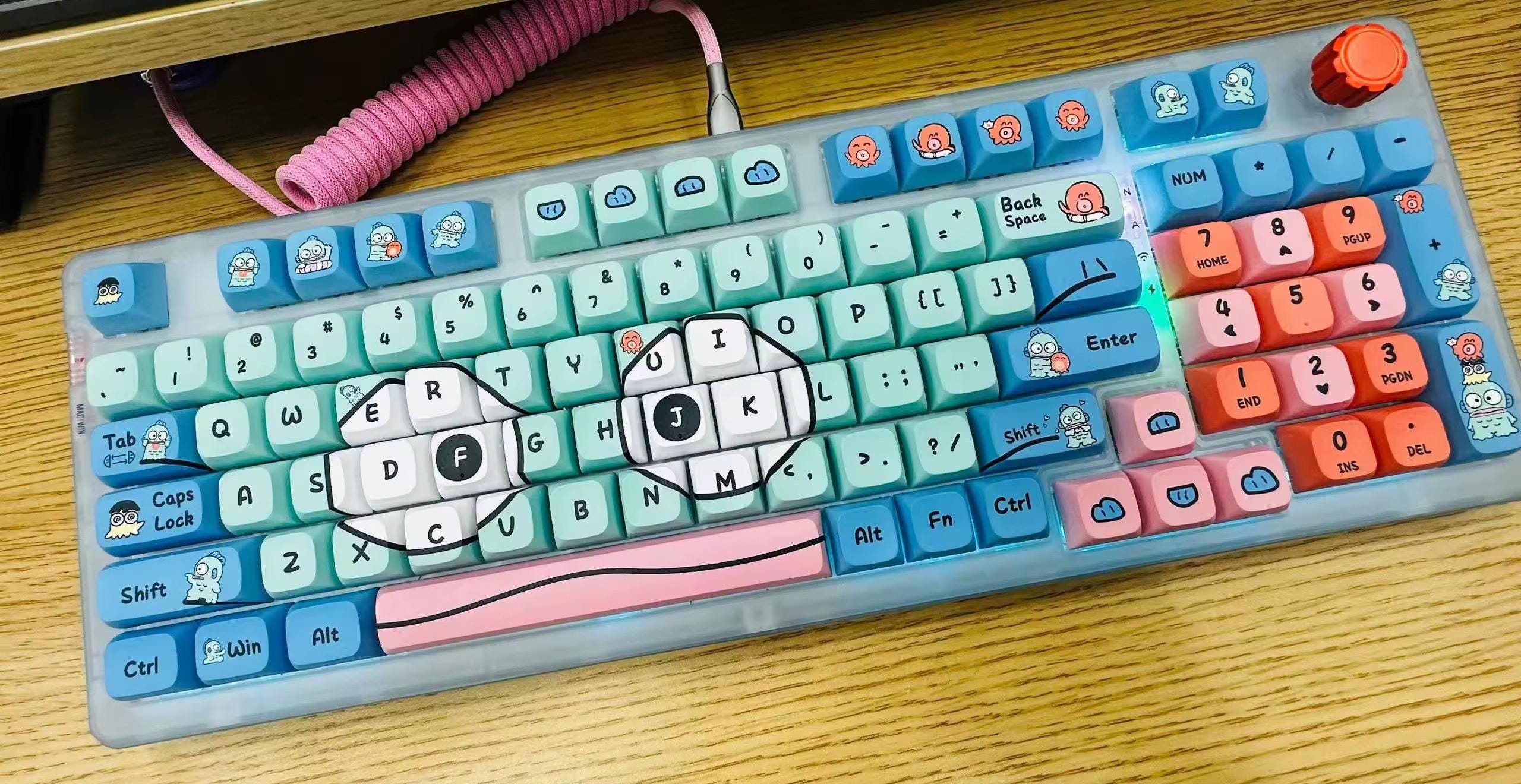 Sanrio Hangyodon Anime Keycaps - XDA profile keycap set - Anime Sanrio Hangyodon Cartoon keycaps - Custom Novelty Keycaps included