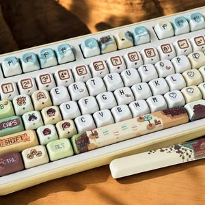 Stardew Valley Retro Pixel Keycap Set - FOA and Cherry profiles - Pixelated themed keycaps - English Font + Novelty keycaps
