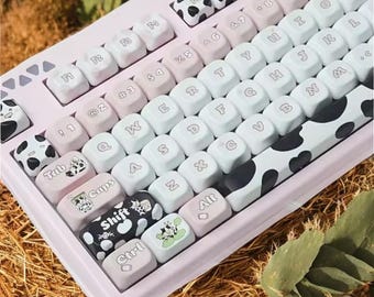 Pink Cow Keycap Set - MOA Profile, Novelty PBT Keycaps