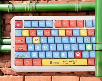 Ensemble de capuchons de touches Mario rétro SNES – Profil PBT MOA, nouveauté + capuchons bonus