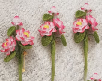 Retro Lotus Flower Wreath Brooch Pin Pearls Vintage style Enamel Broach Gift UK